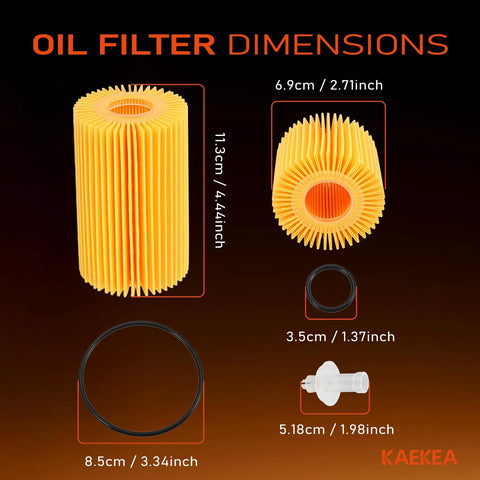 Oil filter dimensions for 10 Piece Engine Oil Filter Kit Fits Toyota 4Runner 2010-2024 Tundra 2011-2014 FJ Cruiser 2010-2014