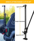 Heavy Duty Farm Jack 60 Inch Utility Lifting Tool For Tractor Truck SUV ATV UTV Off Road Recovery 6600 Lbs Capacity, attached to vehicle