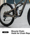 Go-To Bike Chain Hooks 304 Stainless Steel Set For Quick Chain Repair shown with mountain bike