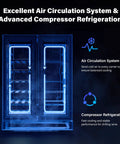 34 Bottle Dual Zone Wine And Beverage Fridge With Independent Temperature Control And LED Panel air circulation system