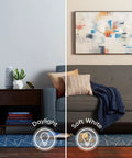 Living room with daylight and soft white lighting comparison, showcasing 60W Equivalent LED A19 Bulbs For Bright Living Rooms.