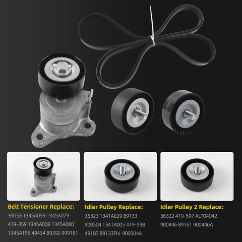 Top Rated Drive Belt Tensioner Idler Pulley Serpentine Kit For Dodge Journey 09-17 with tensioner and idler pulleys.