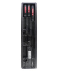 Dominator Pry Bar Set 3 Piece Straight Pry Bars With Black Oxide Finish, in packaging, showing three tools and red ergonomic handles