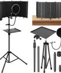 Microphone Stand With Isolation Shield For Recording Studio Foldable Tripod Mic Shield With Pop Filter and components
