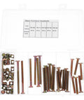 49 Piece M6 Socket Cap Screws And Barrel Nut Assortment Kit With Hex Drive Fasteners For Bedroom Furniture Repair Bed Bolt Fixing And General Furniture Hardware Portable Box Gear For DIY Projects And Easy Transport shown in box