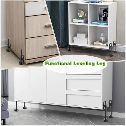 8 Pack Heavy Duty Adjustable Feet Levelers For Furniture 4.7 Inch Table Leg Levelers With Steel Construction And Felt Non Slip Base