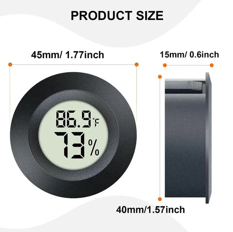 2-Pack Digital Hygrometer Thermometer Humidity Monitor For Indoor Outdoor Use, Reptile Terrarium Greenhouse Humidors Jars With Fahrenheit And Celsius Readout, 45mm