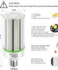 Ultra Bright 100W LED Corn Bulb 14000 Lumen Daylight 5000K With Wide 360 Degree Beam AC 110 277 Volt Range E26 E39 Base features