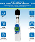 WBGT Heat Stress Meter With Dry Bulb, Wet Bulb, And Globe Temperature For Accurate Readouts In Workplace, Sports, And Outdoor Activities With Large LCD Display And Fast Pro Grade Sensing, handheld white device