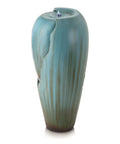 Outdoor Antique Jar Water Fountain With LED Lights 33 Inch Turquoise Cascading Water Feature For Garden Patio And Yard Decor