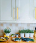 Kitchen cupboards with 10 Pack 5 Inch Brushed Gold Cabinet Handles For Cupboards And Drawers, 128mm Long Kitchen Cabinet Hardware Pulls.