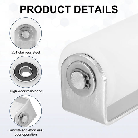 Close-up of 12 Inch Nylon Sliding Gate Guider With C Post Welded Bracket, Ball Bearing Side Roller Assembly for Sliding Doors.