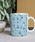 Heavy Duty Ceramic Travel Coffee Mug Featuring A Stylish Golf Cart Design Perfect For Grabbing Your Daily Grind In The Kitchen Or Office Solid Build Tea Cup For Smooth Sips with colorful golf cart pattern.