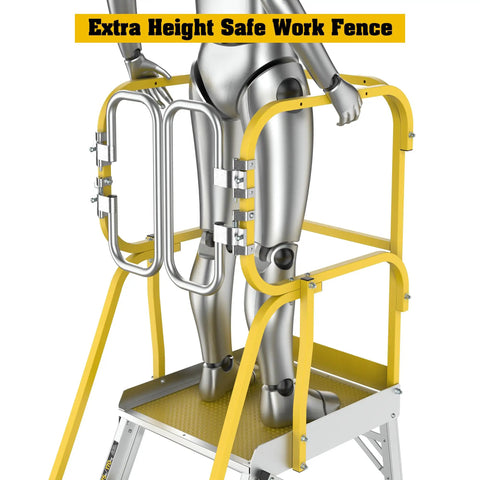 Heavy Duty Aluminum Rolling Platform Ladder With Rock Solid 360 Guardrail And Quick Move Wheels For No Sweat Job Site Transfers And Tough As Nails Safety Performance