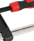 6 Inch Bar Clamp Heavy Duty F Style Clamping Tool With 300lbs Grip Power For Woodworking Projects In The Shop Alloy Steel With ABS Handle And A 5.9 Inch Jaw Opening 1 Pack, close-up