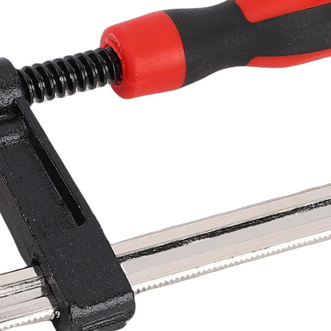 6 Inch Bar Clamp Heavy Duty F Style Clamping Tool With 300lbs Grip Power For Woodworking Projects In The Shop Alloy Steel With ABS Handle And A 5.9 Inch Jaw Opening 1 Pack, close-up