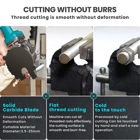 Heavy Duty 800 Watt Portable Rebar Cutter Handheld Cold Saw For Steel Pipe Cutting Machine with carbide blade cutting steel rod.