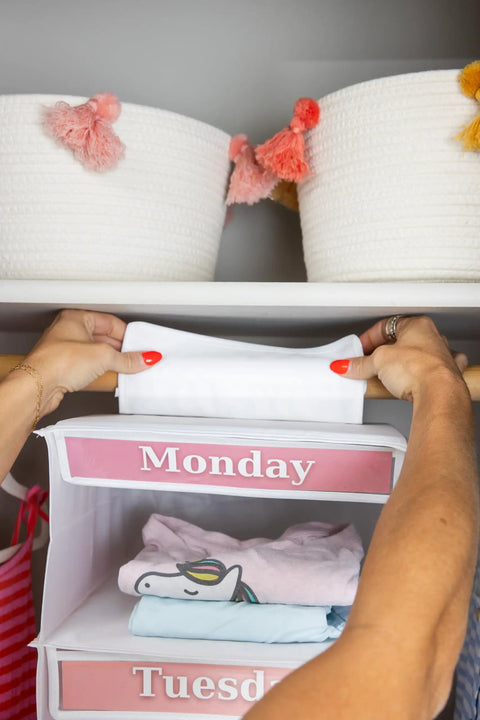 Weekly Hanging Clothes Caddy For Kids With Five Spacious Compartments For School Attire Sorting And Closet Confidence A Slick Storage Companion That Brings No Sweat Mornings To Daily Look Prep Routines