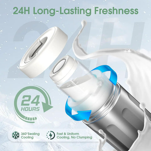 Portable Breast Milk Cooler Keeps 20 Oz Fresh Stash Icy For 24 Hours No Ice Hassle Needed Thanks To Medical Grade Steel Body Leakproof Container, showing sealing design.