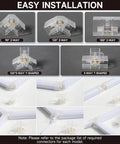 Hexagon LED Garage Lights 6500K Cool White Hex Ceiling Fixture installation connectors and angles