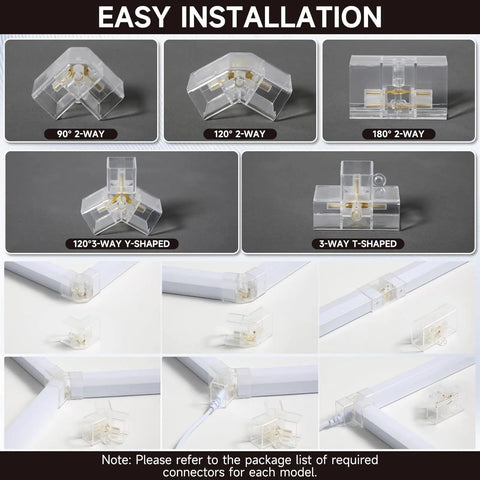 Hexagon LED Garage Lights 6500K Cool White Hex Ceiling Fixture installation connectors and angles