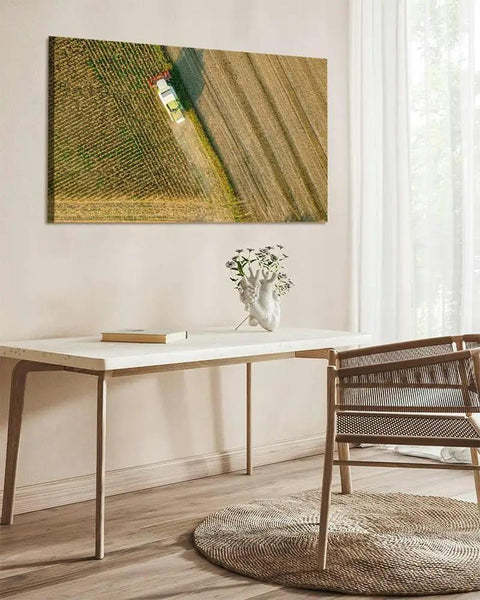 Aerial View Harvest Scene Canvas Wall Art 20x30 Inches Farm Machinery Maize Harvester Decor For Living Room