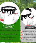 8 In 1 Strap Hangers Kit With Bow Hanger And Multi Hook Gear, Rugged Tree Stand Accessory That Keeps Your Gear Up, shown with water bottles