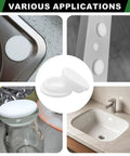 Japtend 75Pc Assortment Kit Features Eight Different Sizes Of White Silicone Rubber Plugs For Round Hole Gaps And Pipes In Kitchens, Bathrooms, Furniture Projects And Home Repairs To Seal Openings Fast. white silicone hole plugs on sink, cabinet, jar and bathroom panel