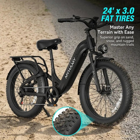 Powerful 2000W Peak Electric Mountain Bike With 864Wh Battery And Step Through Frame Delivers 40 To 80 Mile Range On Fat Tires