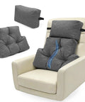 Recliner Neck And Lumbar Pillow Set With Shredded Foam Fill, Adjustable Headrest Strap on armchair, pillows with spine design