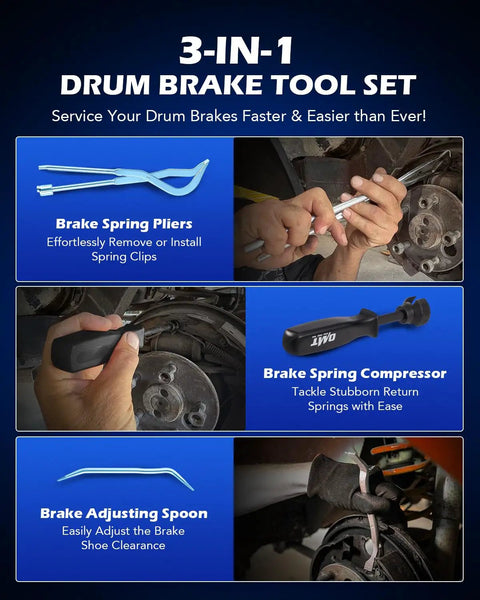 3 Piece Drum Brake Tool Kit With Brake Spring Tool Brake Adjusting Spoon And Spring Pliers For Easy Drum Brake Maintenance