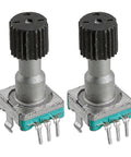 Two Pack Navigation Knob Rotary Encoder With 15 Pulse Switch EC11G1574402 For Toyota Highlander And BYD In Dash Vehicle Control Replacement Durable Metal And Plastic Build In Black And Silver Front Interior Mount Easy Plug And Play.