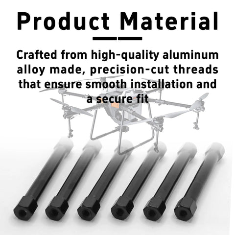 Sweet 6-Piece M3 X 45MM Hex Aluminum Standoff Spacer Columns Rock Solid Building Blocks for Your RC Plane Fpv Drone and CNC DIY Projects Anodized Black Finish on sturdy spacers with drone in background.