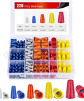 Pro Grade Wire Screw Caps Terminals Kit 220 Pcs 5 Size Electrical Assortment With Spring Loaded Twist On Connectors