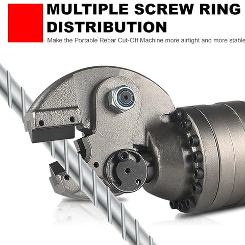 Electric Hydraulic Rebar Cutter Portable 4 to 16mm showing its multiple screw ring distribution feature for stability