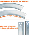 12 Inch Radius Garage Door Track Curve Set For 7 Foot Doors, 8.5 Feet Total Length, Fits 2 Inch Pulleys, 1.5mm Steel, Pro Grade Heavy Duty Pair Built To Last For High Cycle Use And Smooth Operation shown in galvanized steel