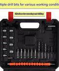 Set of drill bits in a black case for Heavy Duty Brushless Cordless Electric Drill Featuring Pro Level Torque Control.