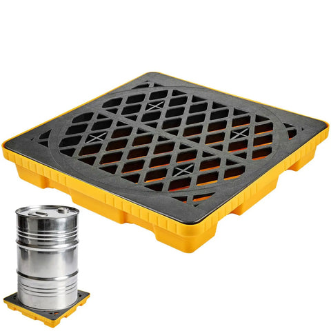 Spill Containment Platform 24 Inch Square 4 Inch Deep Heavy Duty Plastic Pallet With Drain 6 Gallon Sump Fits One 55 Gallon Drum