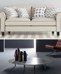Beige sofa with Adjustable Square Aluminum Furniture Legs 12 cm Tall 4 Pack Black Cabinet Feet For Kitchen Living Room Bedroom