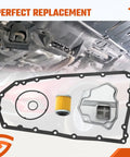 Nissan Transmission Oil Filter Pan Gasket Kit For JF011E RE0F10A Transmissions with gaskets and filter visible