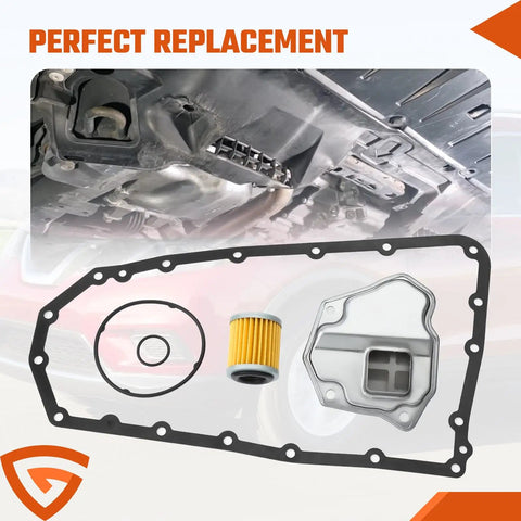 Nissan Transmission Oil Filter Pan Gasket Kit For JF011E RE0F10A Transmissions with gaskets and filter visible