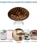 Dead Slick Stainless Steel Cheetah Leopard Round Cabinet Knobs And Hella Tough Metal Drawer Pulls For Modern Kitchen Cabinets And Closet Doors Rust Resistant Hardware Kit Includes Two Pieces on a white base with leopard pattern.
