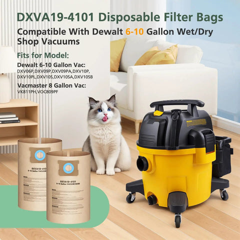 12 Pack Vacuum Bags For 6 To 10 Gallon Wet Dry Shop Vacuums No Fuss Heavy Duty Replacement Disposable Filter Bags next to vacuum