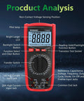 Pro Grade Digital Multimeter 1000V AC DC Manual Range Tester with LCD Display and NVF for Voltage and Current