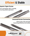 Close-up of HSS square taper screw and grooved screw connector from 320 Piece Helicoil Thread Repair Kit With Metric And SAE Thread Restorer Set