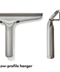 Stainless Steel Shower Squeegee With Slim Profile For Streak Free Drying On Shower Doors Tiles And Mirrors Grab And Go Style low-profile hanger