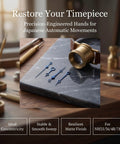 Metal Watch Hands Set for NH35 364R and 7S Movements, Pro Grade Upgrade Kit for Horology Enthusiasts on a workbench