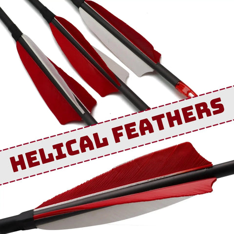 High Performance Carbon Arrows 400 Spine With Helical Feathers And Removable Tips For Archery Hunting And Target Shooting