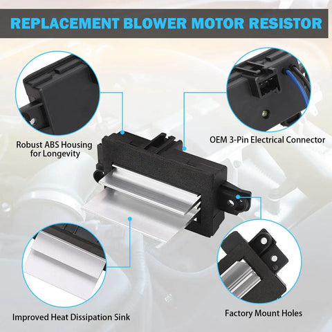 AC Blower Motor Resistor Replacement For 2003 To 2007 Chevy GMC Cadillac SUVs Including Silverado Tahoe Suburban Yukon Sierra Envoy Escalade DIY Ready Plug And Play Blower Control Module With 4P1516 15 80567 89018778 52495874 showing robust ABS housing, OEM 3-pin connector, heat dissipation sink, factory mount holes