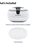 Top Rated Ultrasonic Jewelry Cleaner Delivers A Slick Shine To Eyeglasses Watches Rings Coins Razors And Gadgets Using Just Tap Water For Quick Deep Cleaning That Really Slaps And Leaves Everything Crisp: Ultrasonic Cleaner Machine (CD2800) with Cleaning Basket.